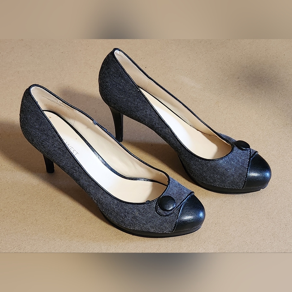 7 1/2 Black Nine West High Heels - Picture 2 of 10